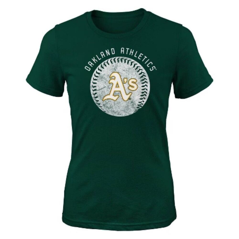 MIb Oakland Athletics Girls' CrewNeck T-shirt: Size L 10/12 Nwt